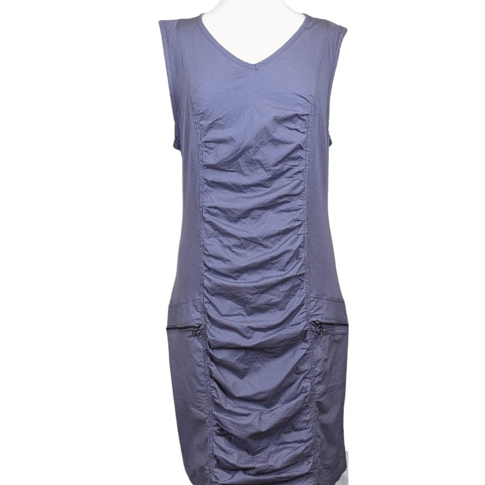 XCVI Taupe Cotton Ruched Dress Large